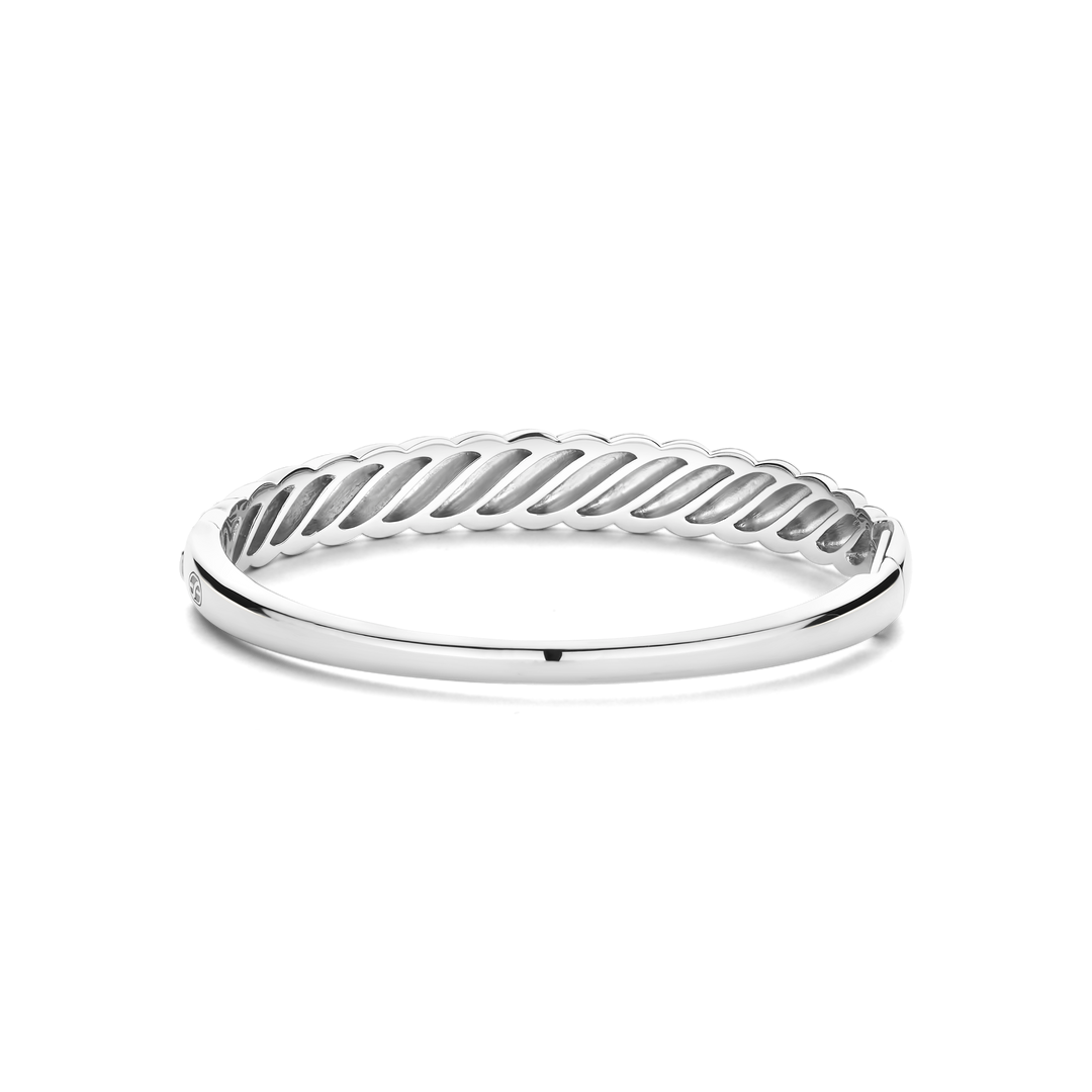 TI SENTO Sterling Silver & Gold Plated Two Tone Twist Design Hinged Bangle