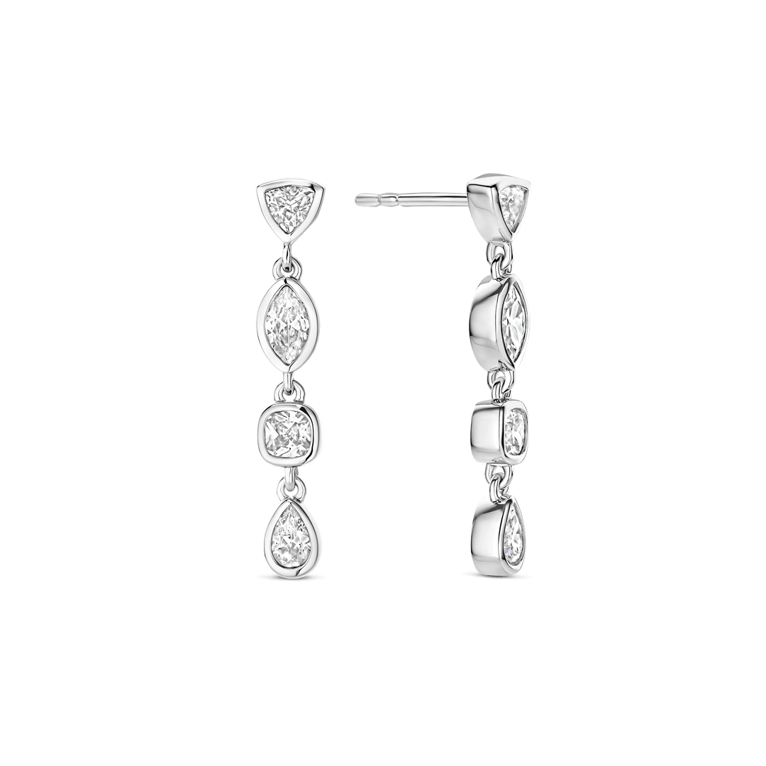 TI SENTO Sterling Silver Multi-Shaped Cubic Zirconia Set Drop Earrings