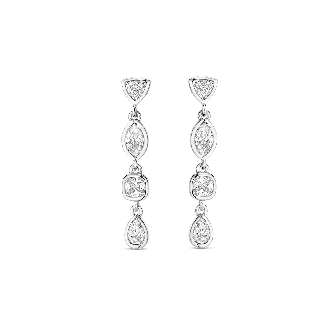 TI SENTO Sterling Silver Multi-Shaped Cubic Zirconia Set Drop Earrings