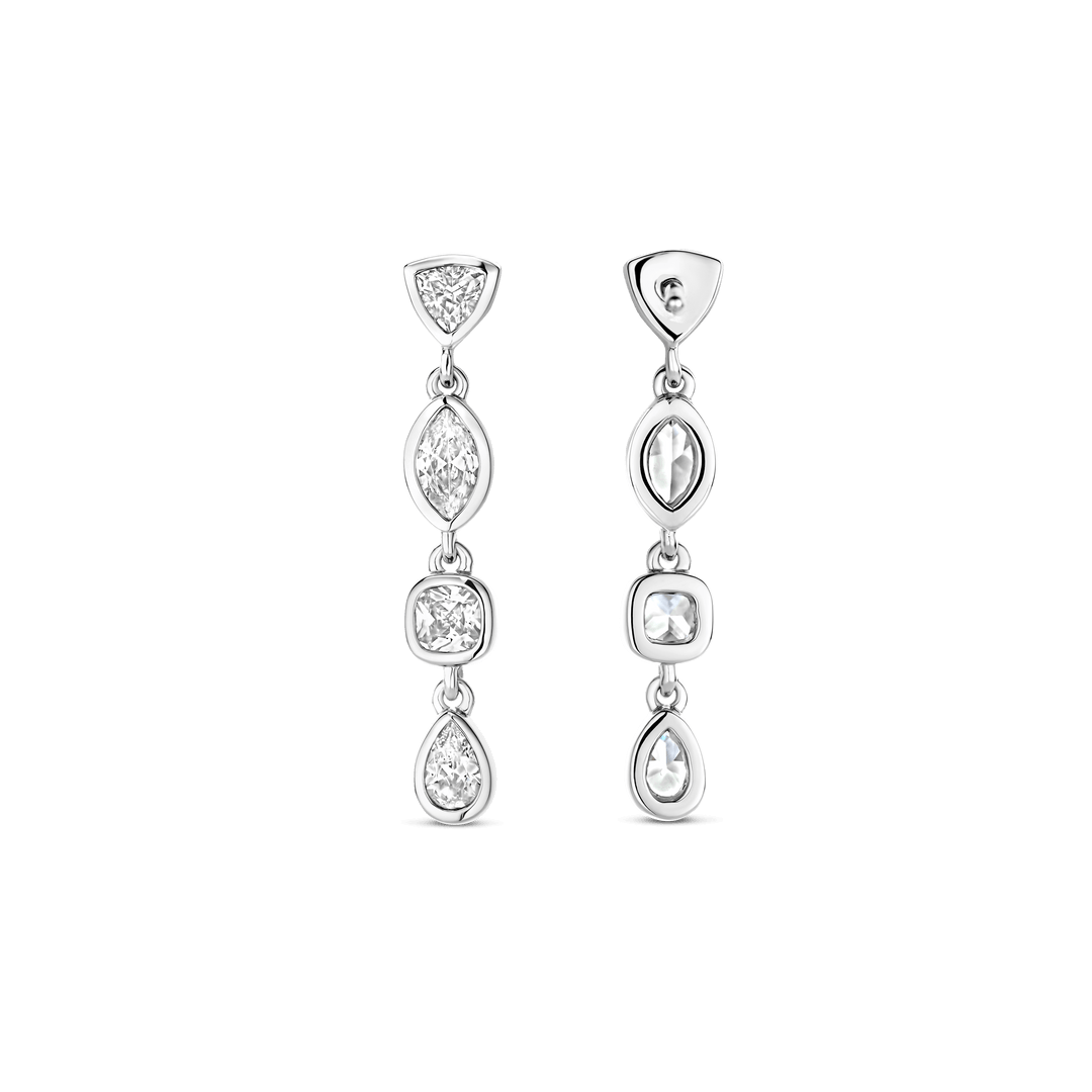 TI SENTO Sterling Silver Multi-Shaped Cubic Zirconia Set Drop Earrings