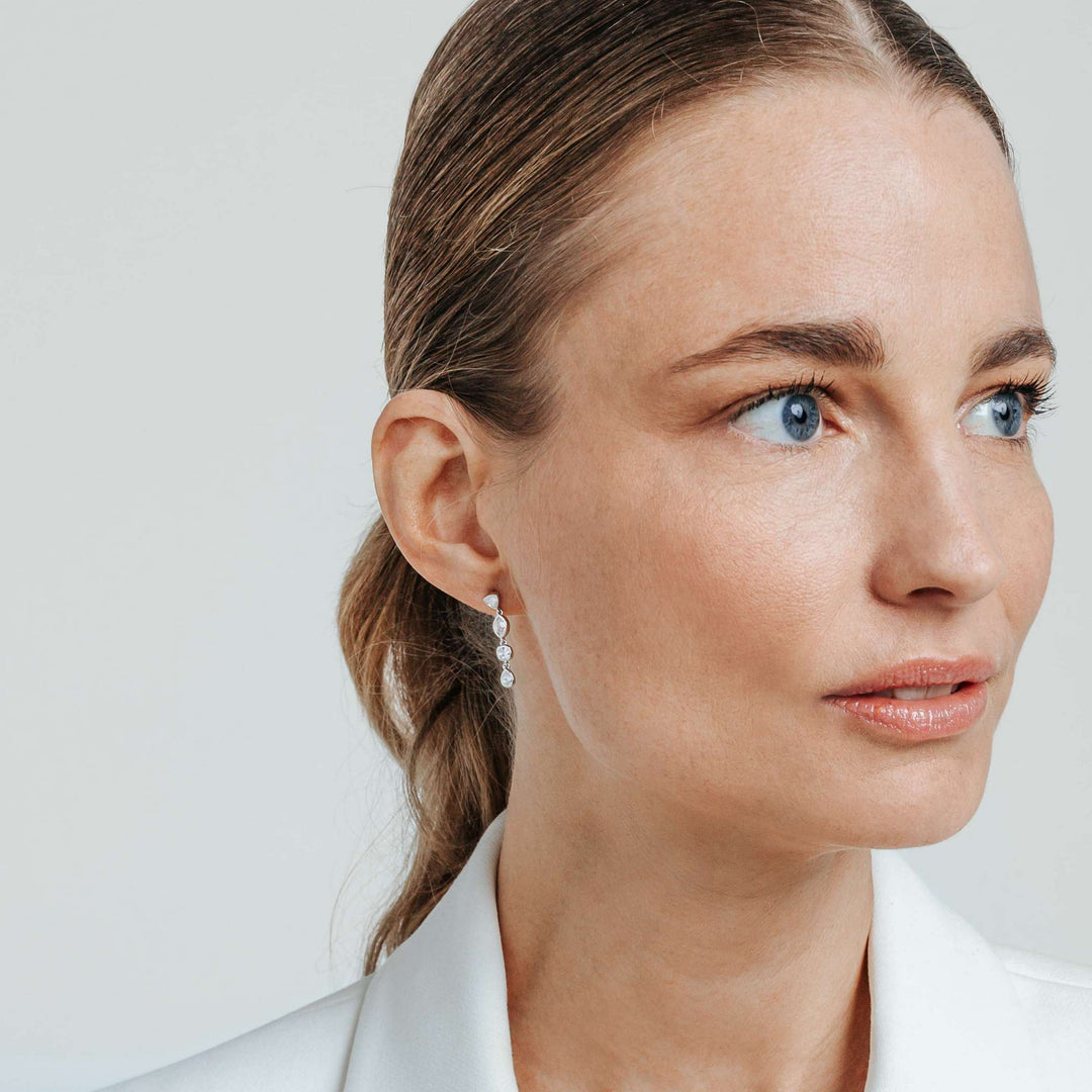 TI SENTO Sterling Silver Multi-Shaped Cubic Zirconia Set Drop Earrings
