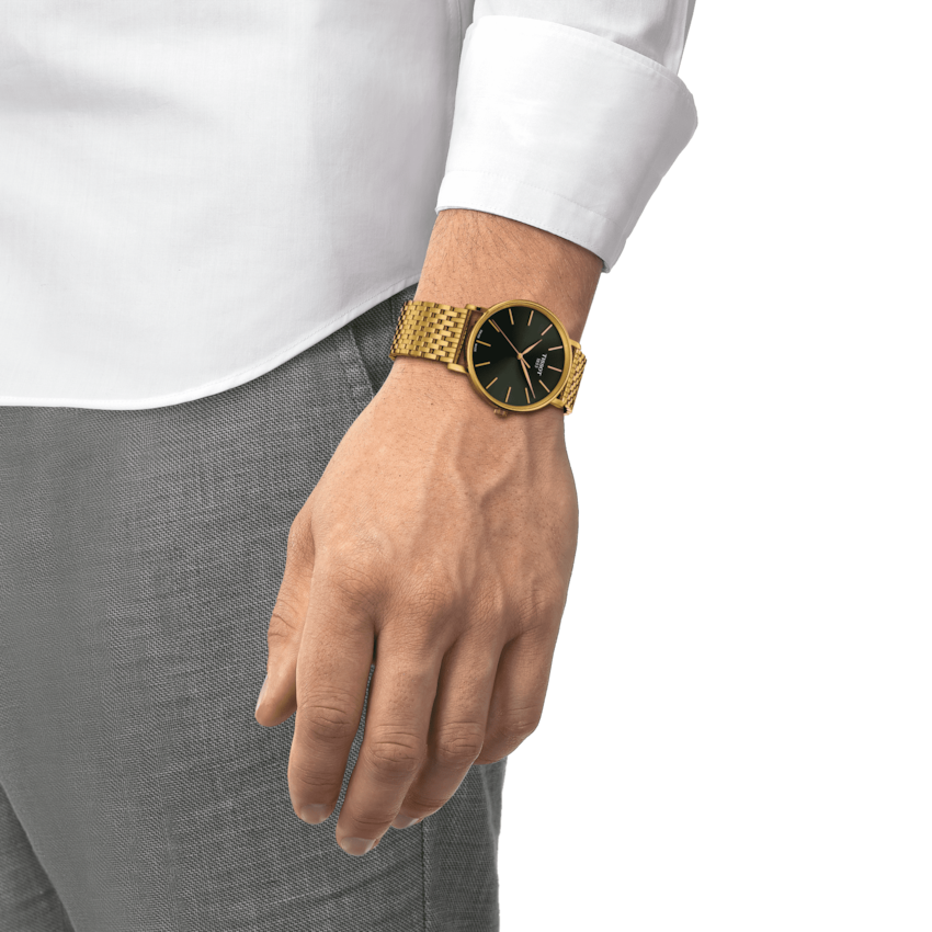 Tissot Everytime Gent Green Dial PVD Gold Plated Mens Quartz Watch T1434103309100