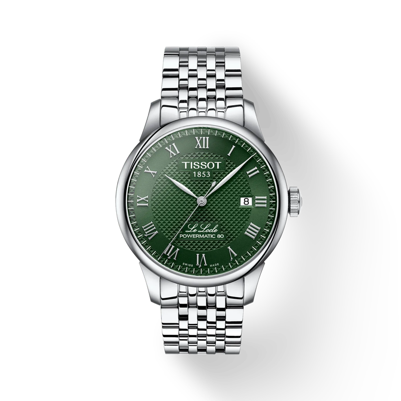 Tissot Le Locle Green Dial Stainless Steel Powermatic 80 Mens Watch T0064071109300