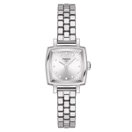 Tissot Lovely Square Silver Diamond Set Dial Stainless Steel Womens Quartz Watch T0581091103601