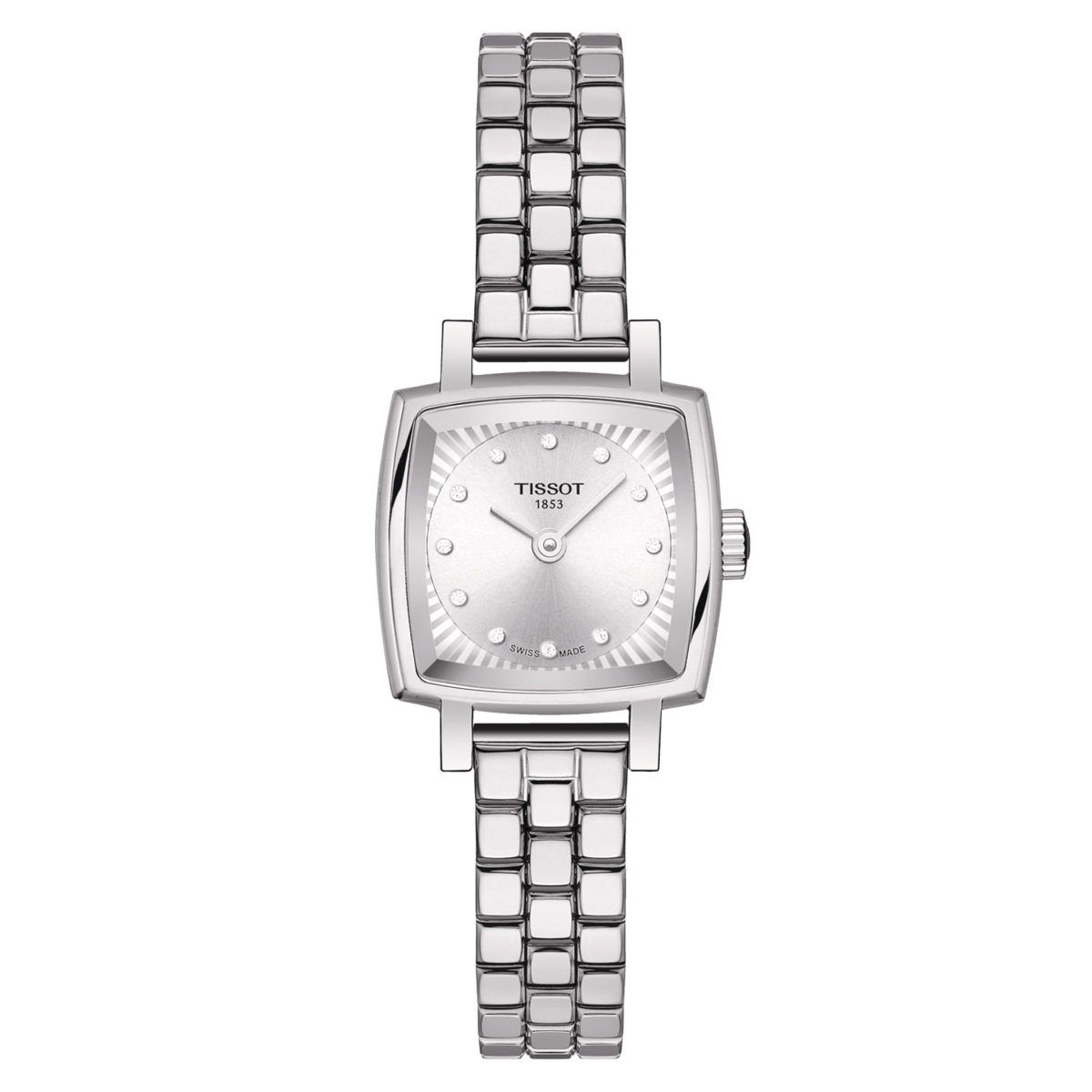 Tissot Lovely Square Silver Diamond Set Dial Stainless Steel Womens Quartz Watch T0581091103601