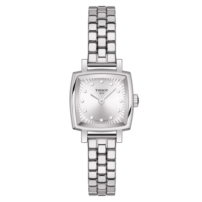Tissot Lovely Square Silver Diamond Set Dial Stainless Steel Womens Quartz Watch T0581091103601