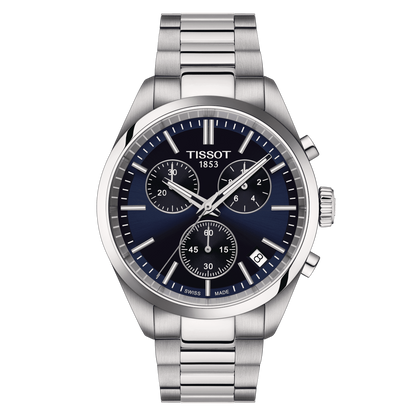 Tissot PR 100 Blue Dial Stainless Steel Mens Quartz Chronograph Watch T1504171104100