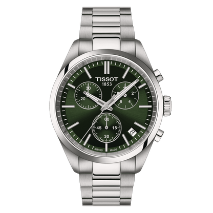 Tissot PR 100 Green Dial Stainless Steel Mens Quartz Chronograph Watch  T1504171109100