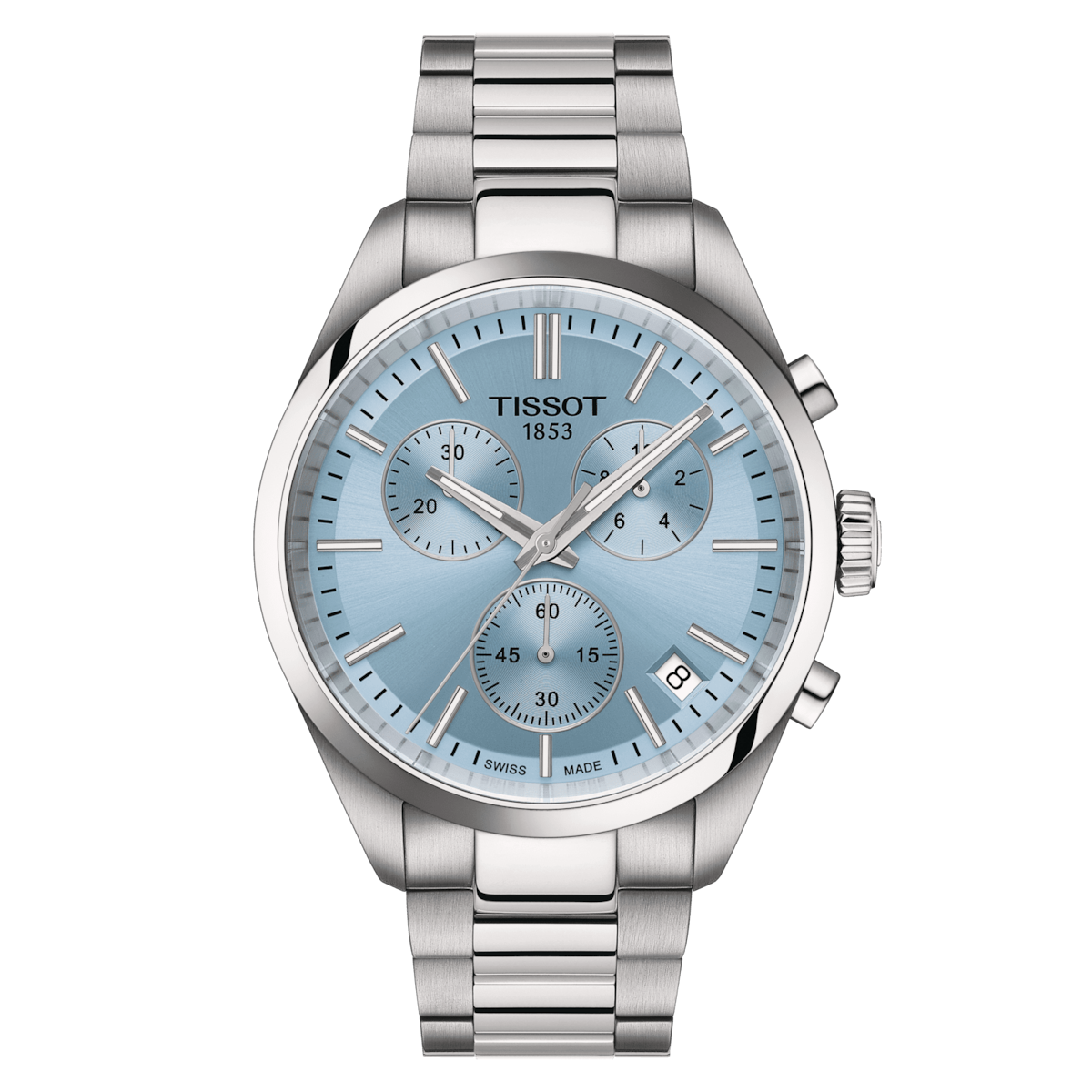 Tissot PR 100 Ice Blue Dial Stainless Steel Mens Quartz Chronograph Watch T1504171135100