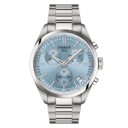 Tissot PR 100 Ice Blue Dial Stainless Steel Mens Quartz Chronograph Watch T1504171135100