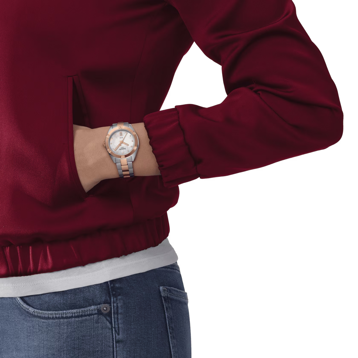 Tissot PR 100 Sport Chic Mother of Pearl Diamond Set Dial Two Tone Womens Quartz Watch T1019102211600