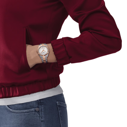 Tissot PR 100 Sport Chic Mother of Pearl Diamond Set Dial Two Tone Womens Quartz Watch T1019102211600