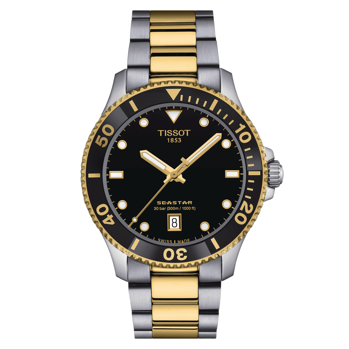 Tissot Seastar 1000 Black Dial Two Tone Unisex Quartz Watch T1204102205100