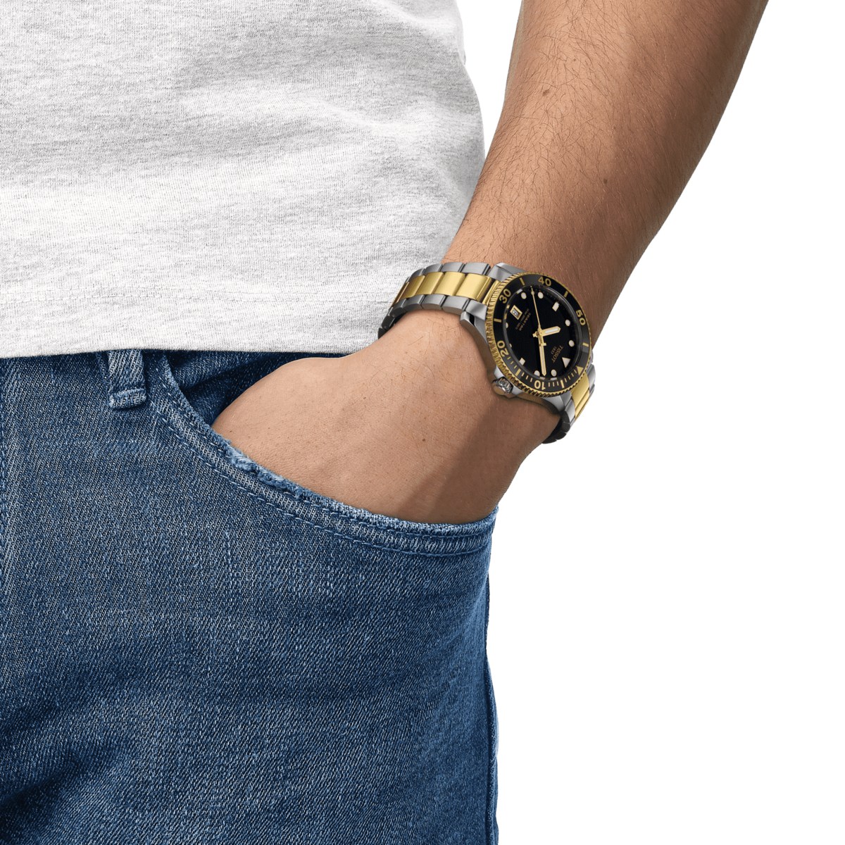 Tissot Seastar 1000 Black Dial Two Tone Unisex Quartz Watch T1204102205100