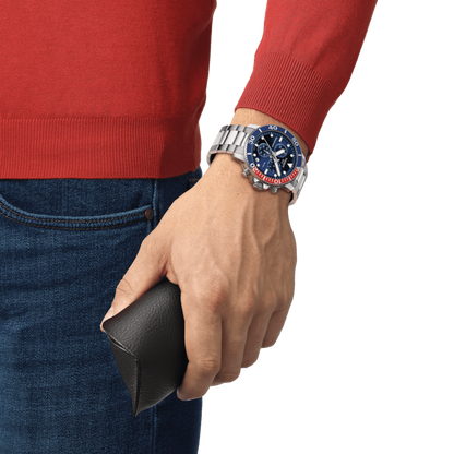 Tissot Seastar 1000 Blue Dial (Blue & Red Bezel) Stainless Steel Mens Quartz Chronograph Watch T1204171104103