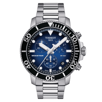 Tissot Seastar 1000 Blue Fade Dial Stainless Steel Mens Quartz Chronograph Watch T1204171104101