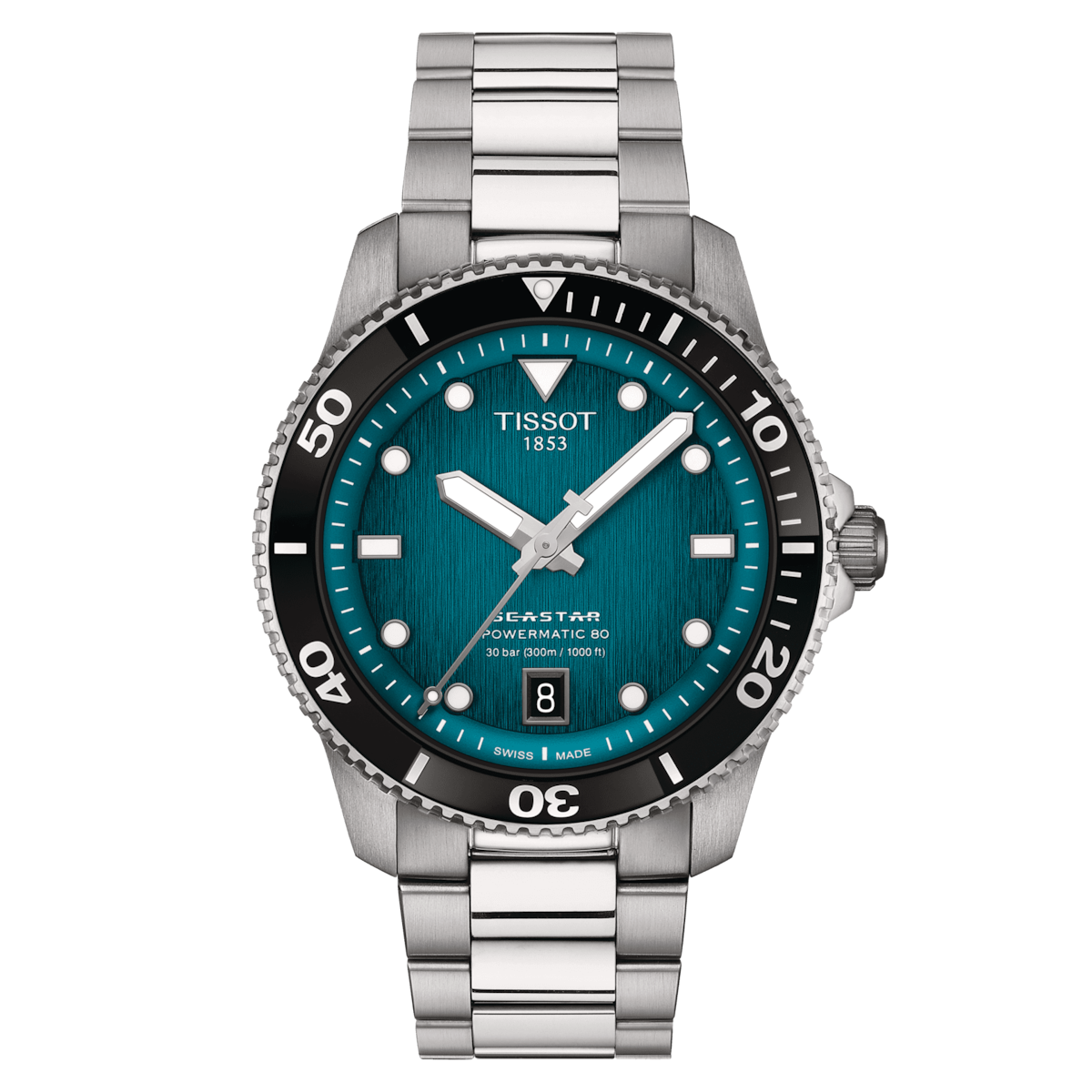 Tissot Seastar 1000 Powermatic 80 Turquoise Dial Stainless Steel Unisex Watch T1208071109100