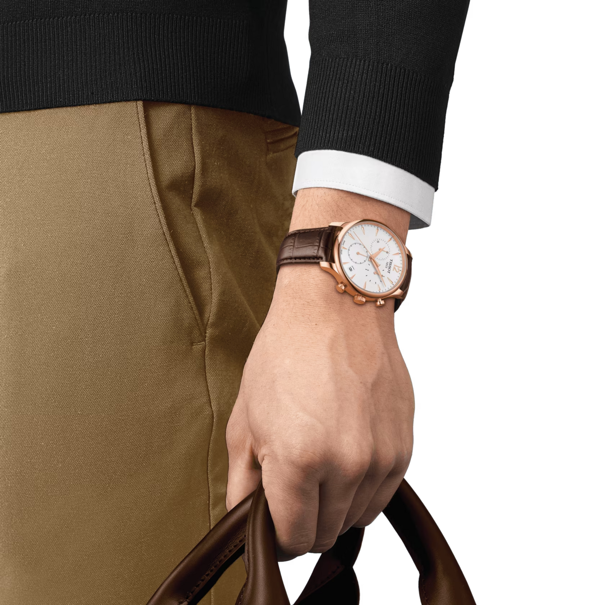 Tissot Tradition Silver Dial PVD Rose Gold Plated Mens Quartz Chronograph Watch T0636173603700