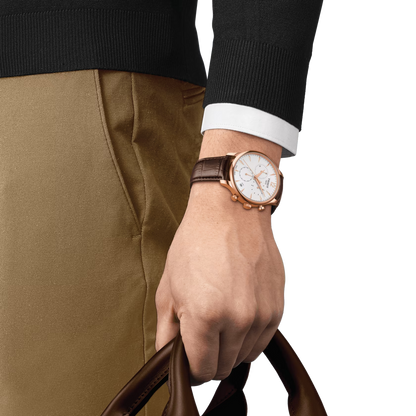 Tissot Tradition Silver Dial PVD Rose Gold Plated Mens Quartz Chronograph Watch T0636173603700
