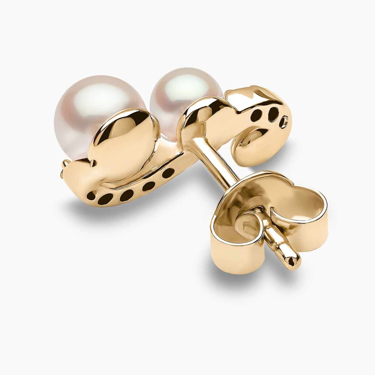 YOKO London Sleek 18ct Gold, Pearl & Diamond Set Stud Earrings