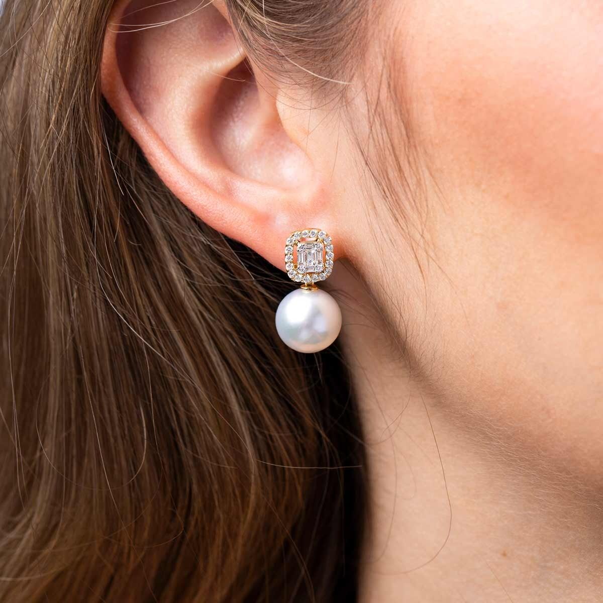 YOKO London Starlight 18ct Gold, Pearl & Diamond Set Drop Earrings