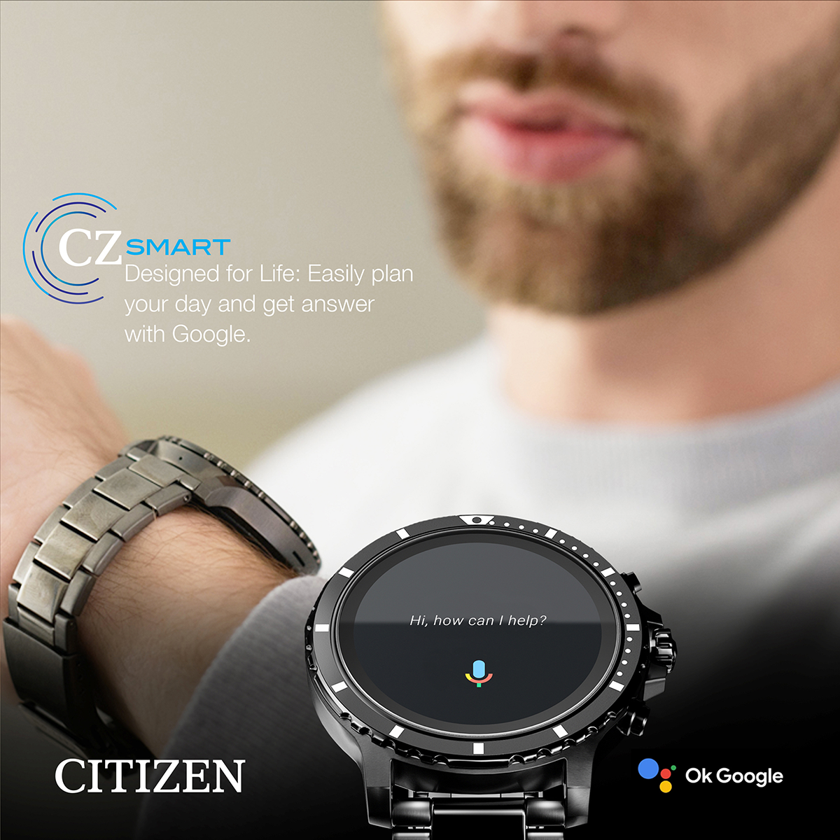 Citizen CZ SMART Gunmetal Grey IP Stainless Steel Smartwatch  MX0007-59X