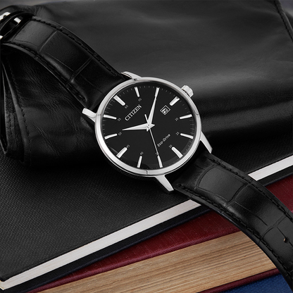 Citizen Eco-Drive Black Dial Stainless Steel Mens Watch BM7460-11E