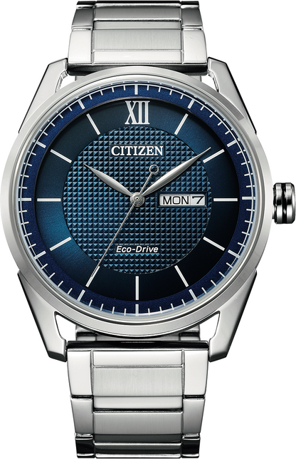 Citizen Eco-Drive Classic Blue Dial Stainless Steel Mens Watch AW0081-54L