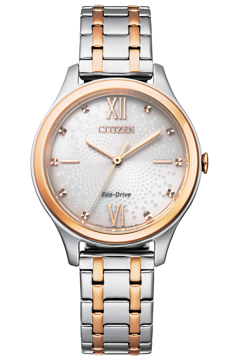 Citizen Eco-Drive Ivory Dial Two Tone Womens Watch EM0506-77A
