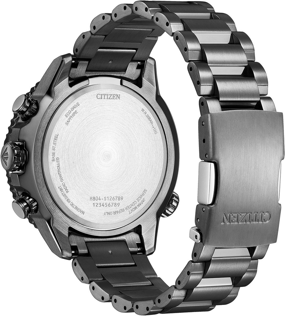 Citizen Eco-Drive Navihawk A-T Green Dial Grey Ion-Plated Stainless Steel Mens Radio Controlled Chronograph Watch AT8227-56X
