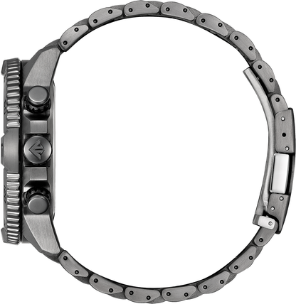 Citizen Eco-Drive Navihawk A-T Green Dial Grey Ion-Plated Stainless Steel Mens Radio Controlled Chronograph Watch AT8227-56X