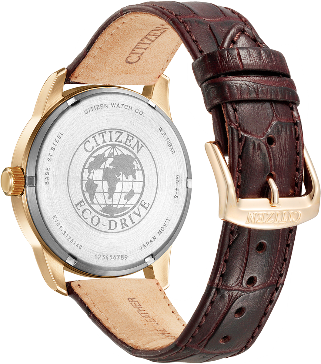 Citizen Eco-Drive White Dial Day-Date Rose Gold Plated Mens Watch BM8553-16A
