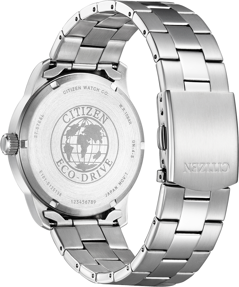 Citizen Eco-Drive White Dial Day-Date Stainless Steel Mens Watch BM8550-81A