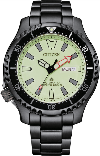 Citizen Fugu Promaster Diver Automatic Luminous Dial Ion-Plated Stainless Steel Mens Watch NY0155-58X