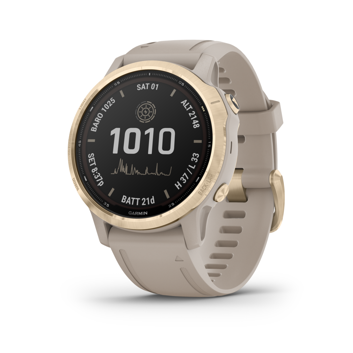GARMIN fēnix 6S Pro Solar Polymer & Light Gold Tone Smartwatch  010-02409-11