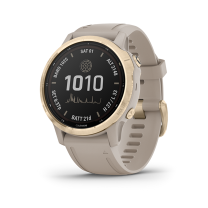 GARMIN fēnix 6S Pro Solar Polymer & Light Gold Tone Smartwatch  010-02409-11