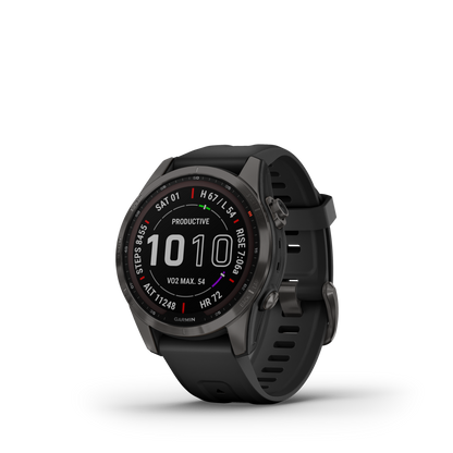 GARMIN fēnix 7S Sapphire Solar Carbon Grey Polymer & Titanium Smartwatch 010-02539-25
