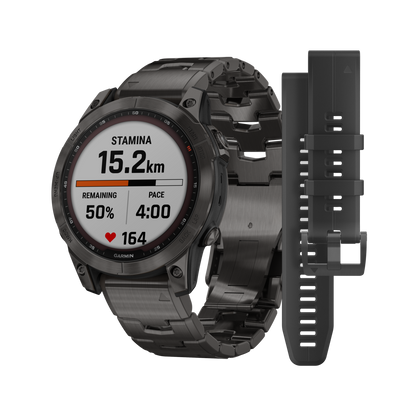 GARMIN fēnix 7 Sapphire Solar Carbon Grey Polymer & Titanium Smartwatch 010-02540-39