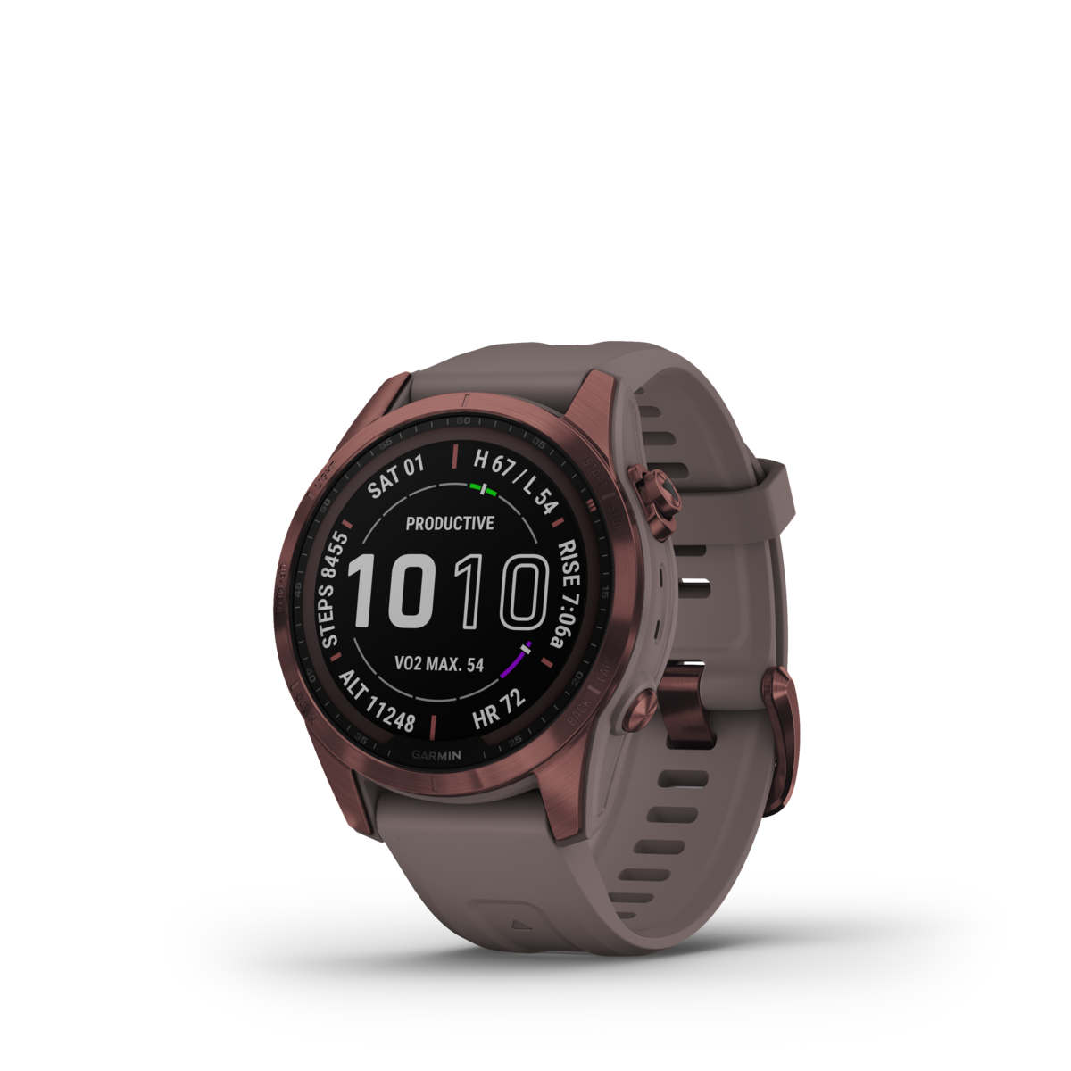 GARMIN fēnix 7S Sapphire Solar Dark Bronze Polymer & Titanium Smartwatch 010-02539-29