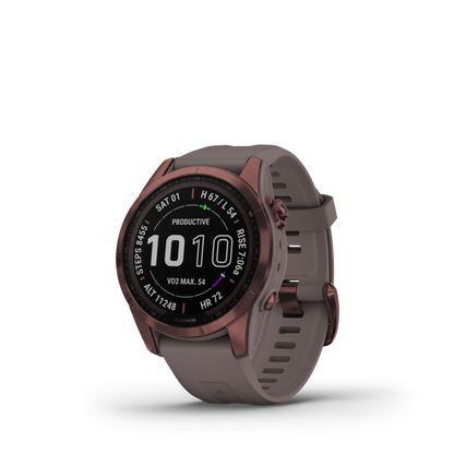 GARMIN fēnix 7S Sapphire Solar Dark Bronze Polymer & Titanium Smartwatch 010-02539-29