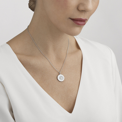 Georg Jensen DAISY Sterling Silver Sterling Silver & White Enamel Pendant Necklace 3536208