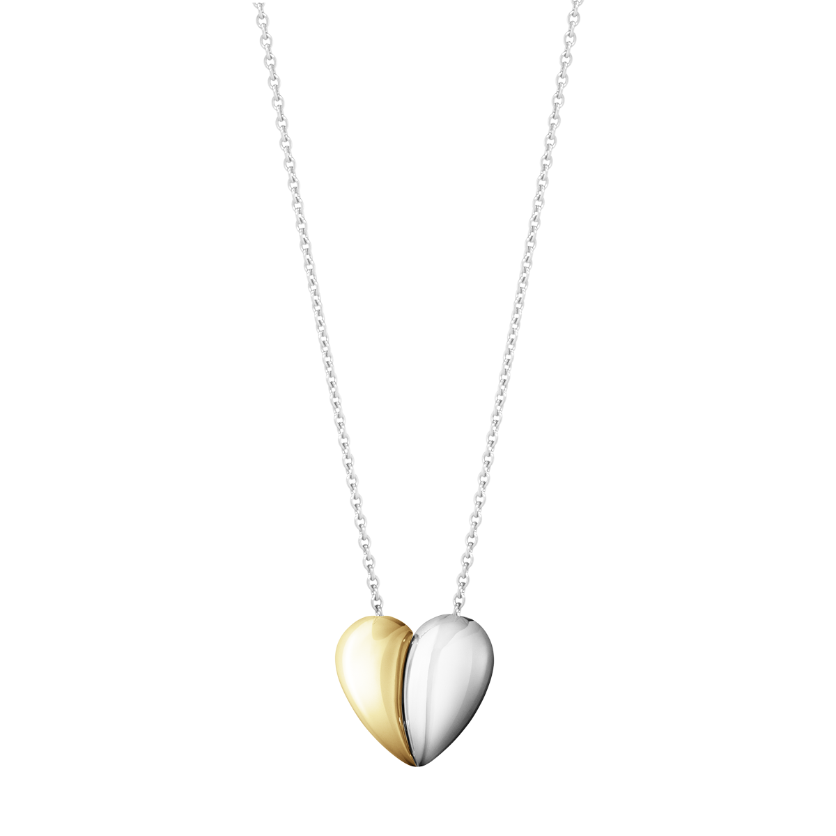 Georg Jensen HEARTS OF GEORG JENSEN Curve Heart Sterling Silver & Gold Pendant Necklace 10017505