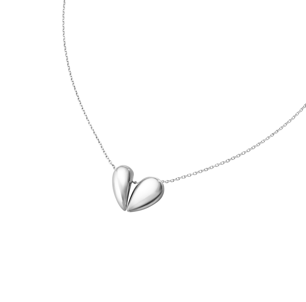 Georg Jensen HEARTS OF GEORG JENSEN Curve Heart Sterling Silver Pendant Necklace 10017504