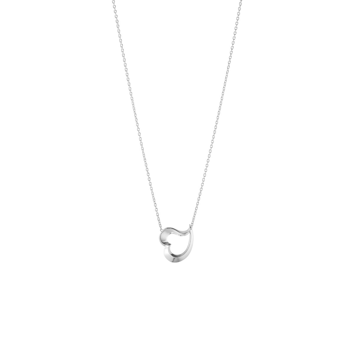 Georg Jensen LOVE LEAF HEART Sterling Silver Pendant Necklace 20001069