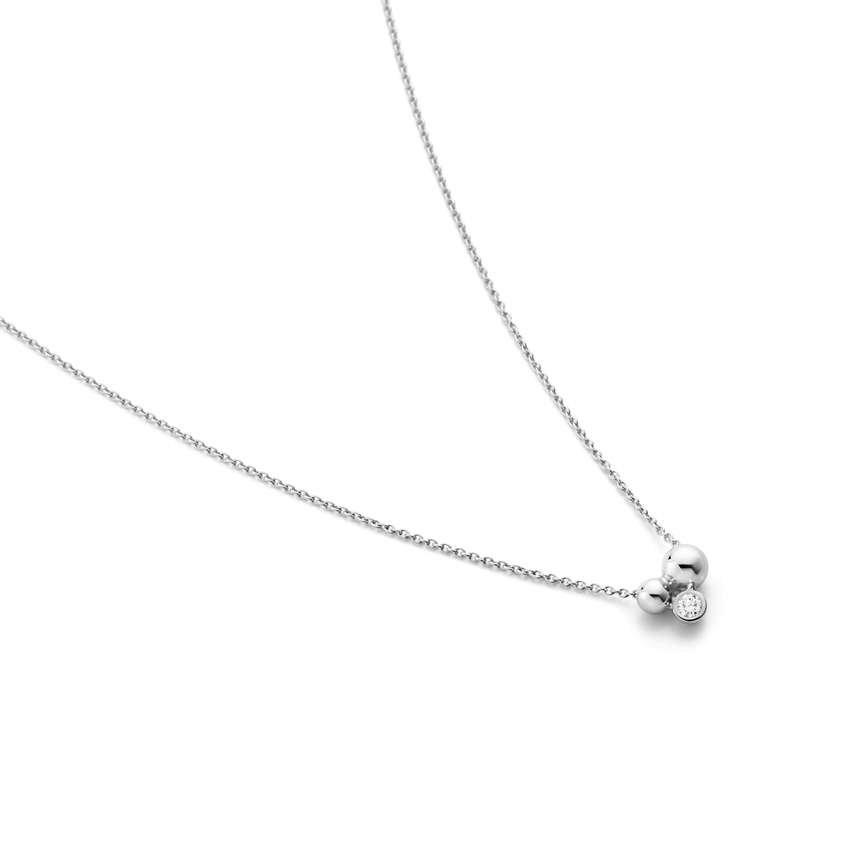 Georg Jensen MOONLIGHT GRAPES Sterling Silver  & Diamond Pendant Necklace 20000713