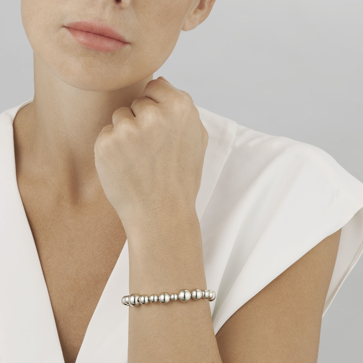 Georg Jensen MOONLIGHT GRAPES Sterling Silver Drawstring Bracelet 20000728