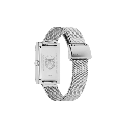 Gucci G-Frame Mother of Pearl Dial Stainless Steel Mesh Bracelet Womens Quartz Watch YA147401