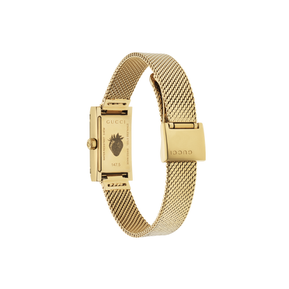 Gucci G-Frame Multi-Colour Dial PVD Gold Plated Mesh Bracelet Womens Quartz Watch YA147511