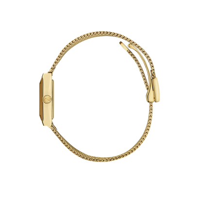 Gucci G-Frame Multi-Colour Dial PVD Gold Plated Mesh Bracelet Womens Quartz Watch YA147511