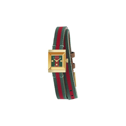 Gucci G-Frame Multi-Colour Dial PVD Gold Plated Womens Quartz Watch YA128527